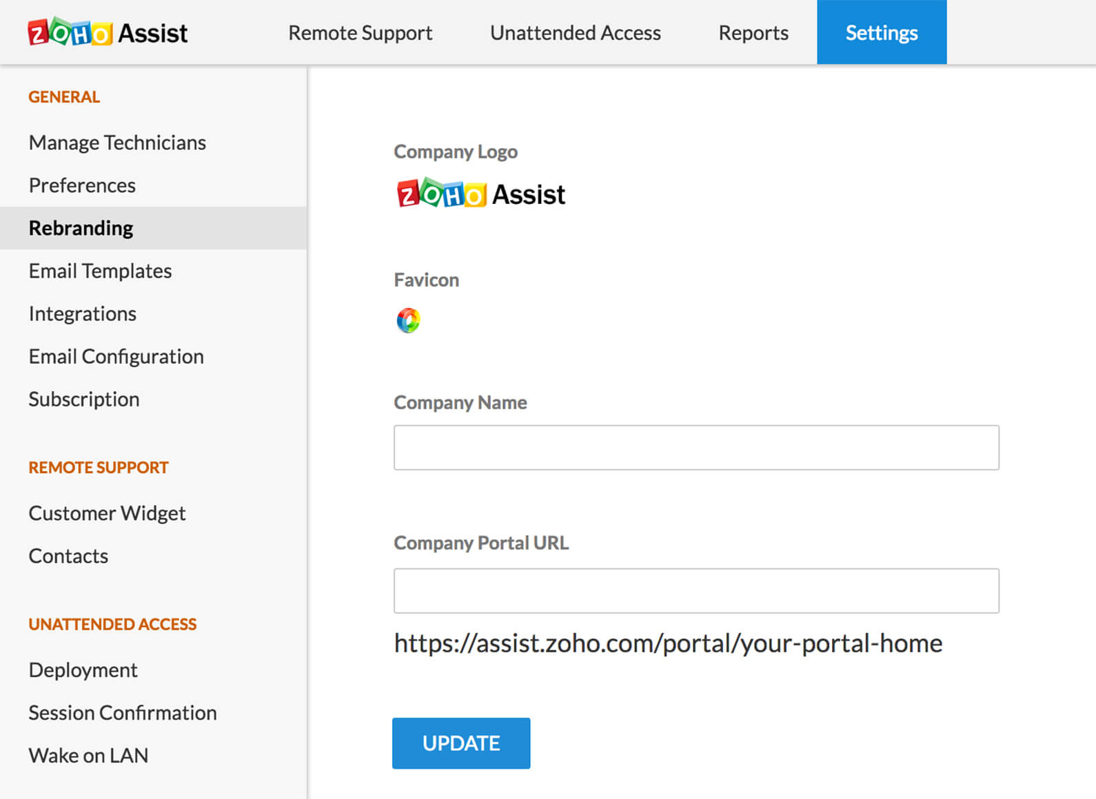 screenshot of Zoho Assist